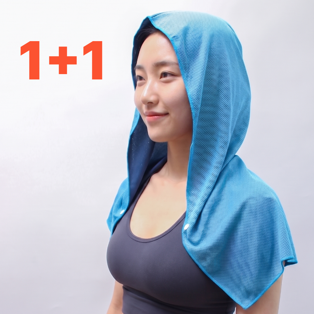 후드 쿨타올 스포츠타올 골프 등산 작업 습식타월 1+1 - 상품 이미지