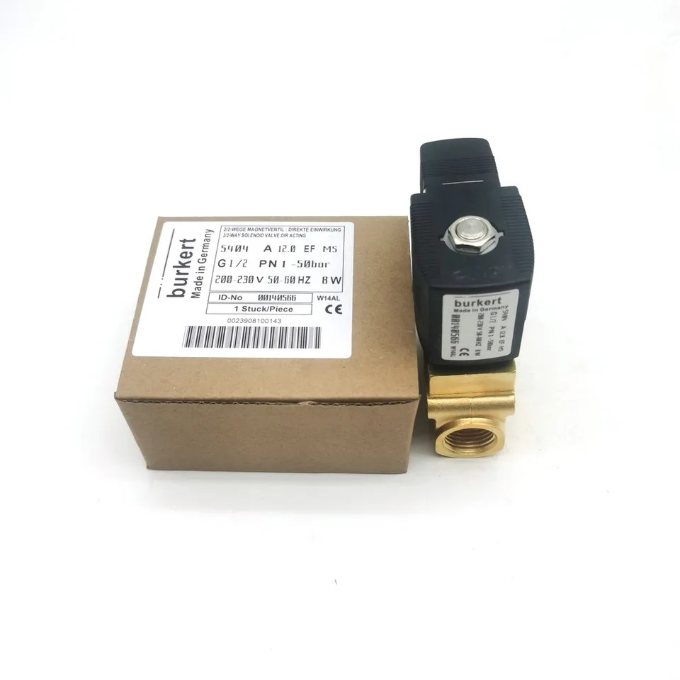 Burkert 00140566 솔레노이드 밸브 타입 5404 NC 12mm 오리피스 황동 바디 32mm 코일 230V 50HZ 8W IP65 2 웨이