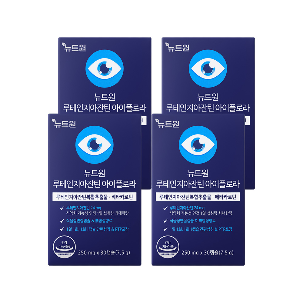 뉴트원 루테인지아잔틴 아이플로라 베타카로틴 눈건강 눈영양제 30캡슐, 4개 - 메인 이미지