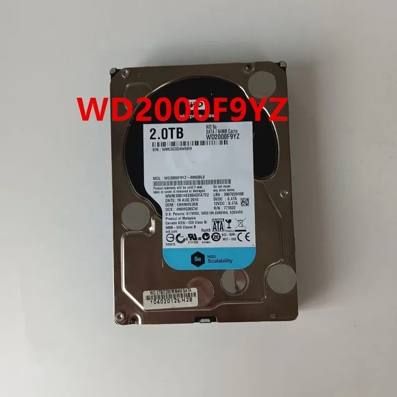 WD2000F9YZ데스크탑 하드 드라이브WD 2TB 3.5인치 SATA거새 원본 HDD