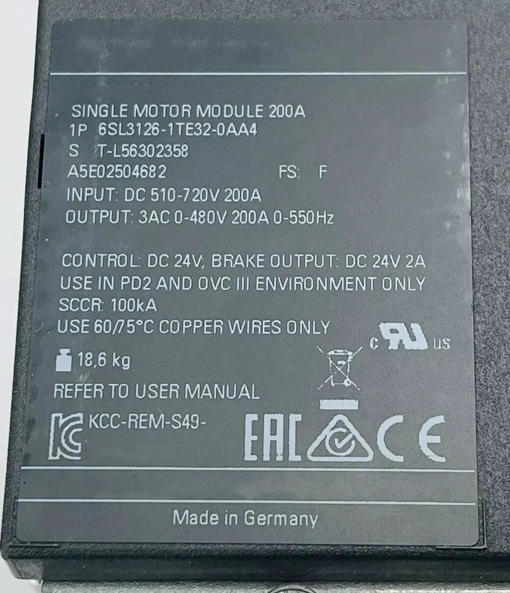 6SL3120-1TE32-0AA4 Warrently