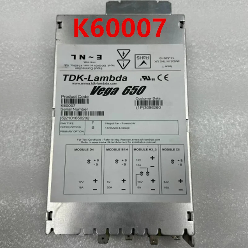 TDK-LAMBDA VEGA 650 650W K60007 K60091B리퍼 전원공급장치 새 처럼 작동