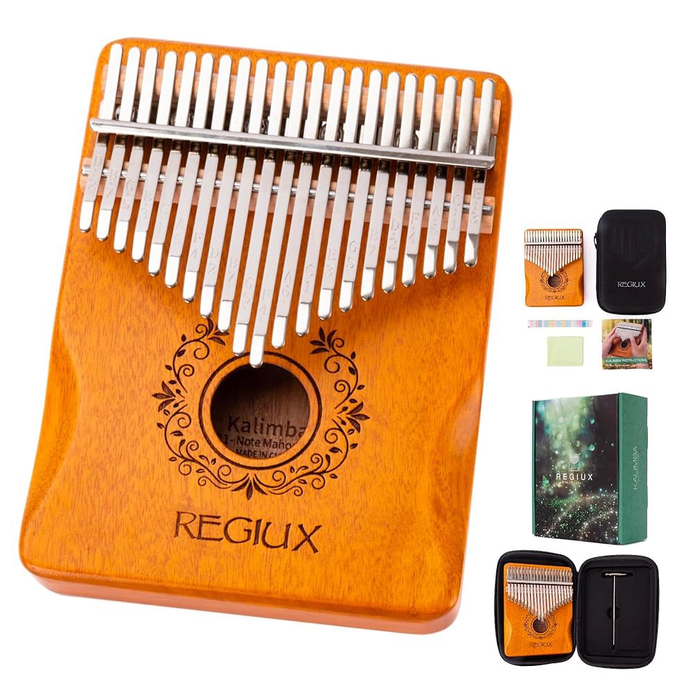 보호 케이스, 튜닝 해머, 학습 지침, 학생, 성인, 초보자를 위한 고품질 악기가 포함된 REGIUX 칼림바 21 키 엄지 피아노 - 상품 이미지