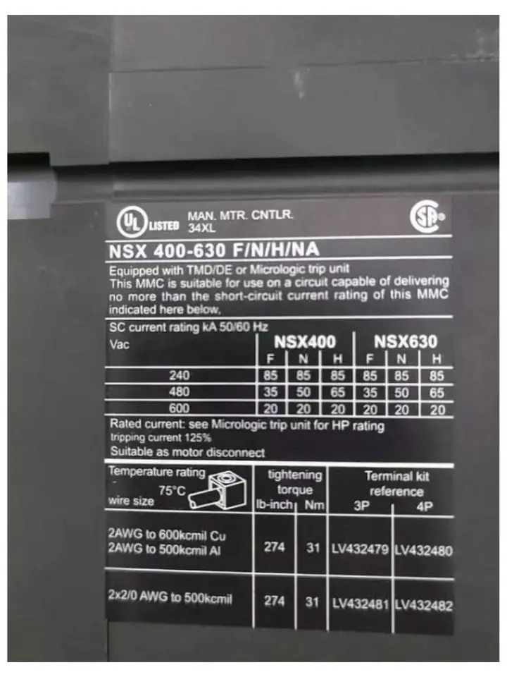 리퍼 NSX630F MCCB 완료