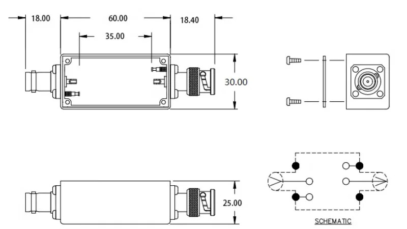 DIY RF 차폐 알루미늄 임피던스 저항 네트워크 AL2391 BNC 프로젝트 인클로저