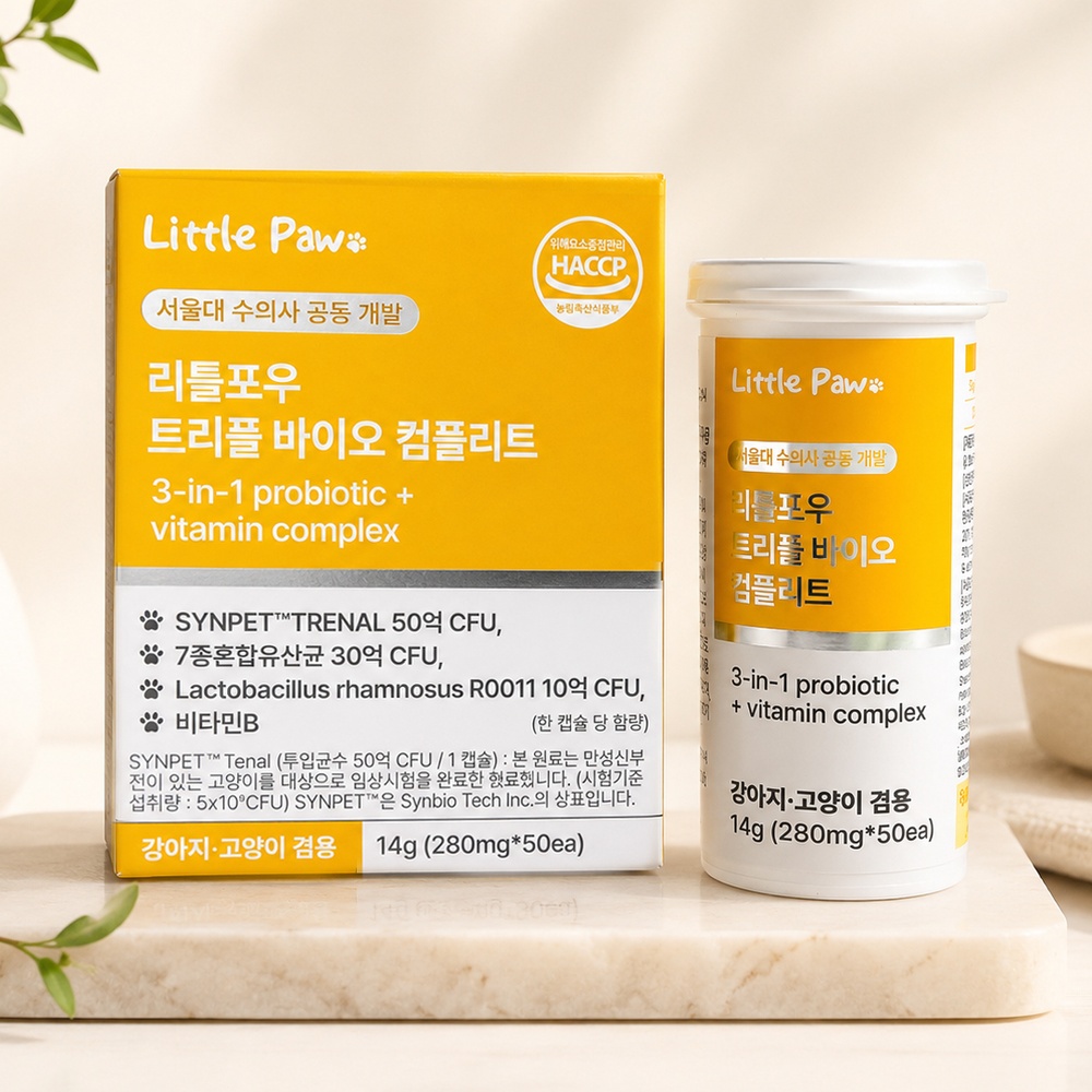 리틀포우 강아지 유산균 프로바이오틱스 트리플 바이오 컴플리트 장건강 280mg 50ea - 상품 이미지