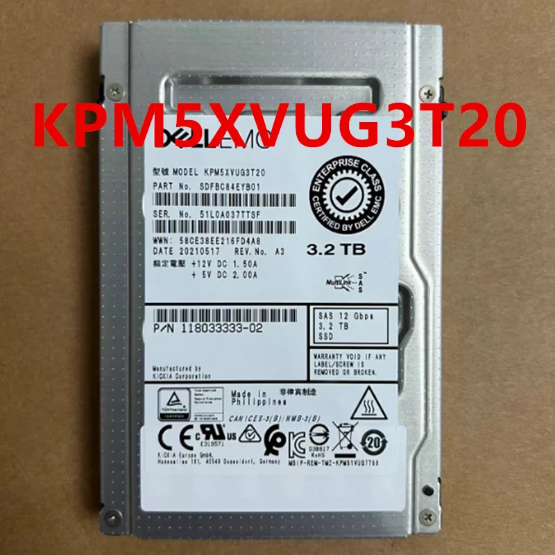 DELL 3.2TB SAS KPM5XVUG3T20 118033333-02 오리지널 솔리드 스테이트 드라이브 거신