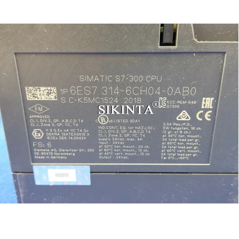 S7-300 CPU314C-2PN/DP CPU 모듈 6ES7314-6EH04-0AB0 6ES7 314-6CH04-0AB0 중앙 제어 완전 리퍼