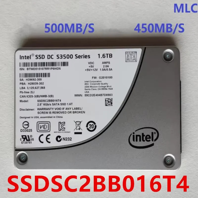 SSD DC S3500 1.6TB 2.5인치 SATA SSDSC2BB016T4새 솔리드 스테이트 드라이브