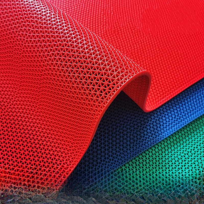 PVC 논슬립패드 매트 욕실 주방 현관 베란다 다용도 미끄럼없는 배수 쿠션 벌집형 레드 - 상세 이미지 3