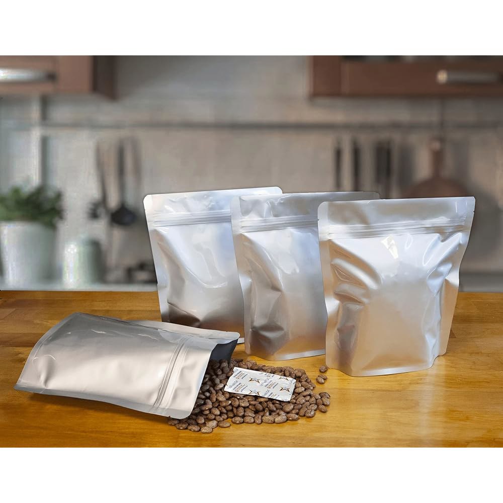 PackFreshUSA 쿼트 7인치 x 9인치 3인치 씰탑 스탠드업 마일라 가방 장기 식품 보관 - 7백만 두께 재밀봉 가능 열 밀봉 100팩 100 - 상세 이미지 2