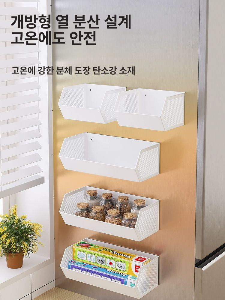 수납 자석빨래바구니 메쉬 강력한 네트망 홀더 사무실 정리 펀칭 보관함 오피스 - 상세 이미지 2
