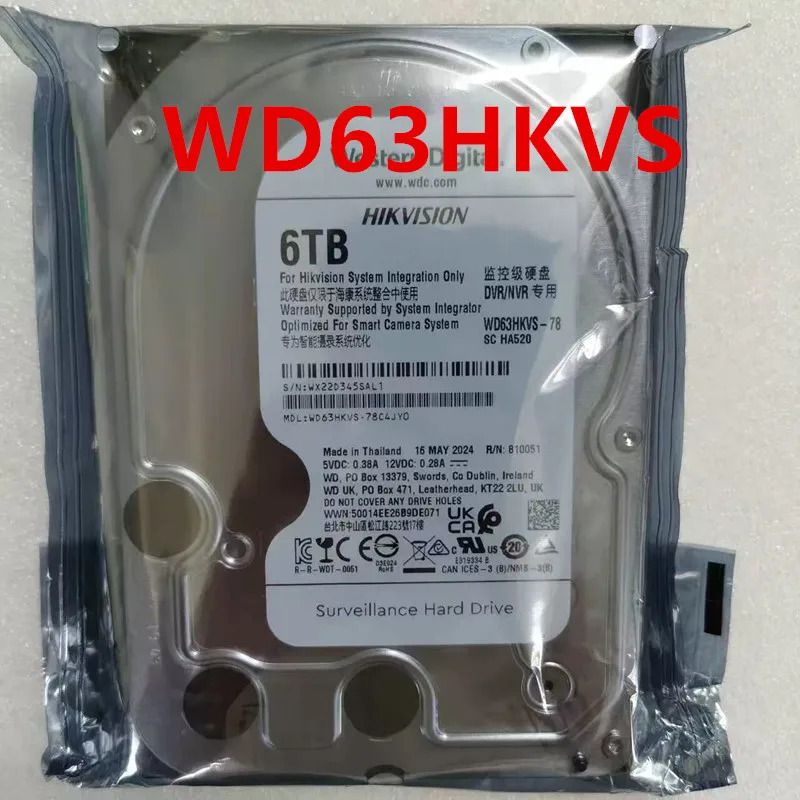 WD63HKVS데스크탑 HDD내장 하드 WD 6TB 3.5 SATA 256MB 5400RPM새 원본 HDD