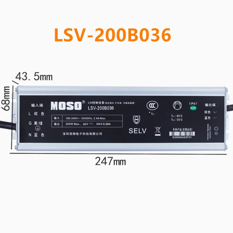 MOSO 12V16.67A 200W LSV-200B012 24V8.33A LSV-200B024 36V5.5A LSV-200B036 48V4.17A LSV-200B048 새 전원공