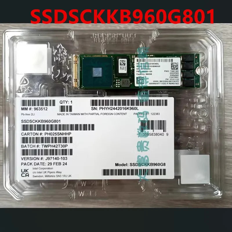 S4510 960G SATA SSDSCKKB960G801 SSDSCKKB960G8 오리지널 솔리드 스테이트 드라이브 신
