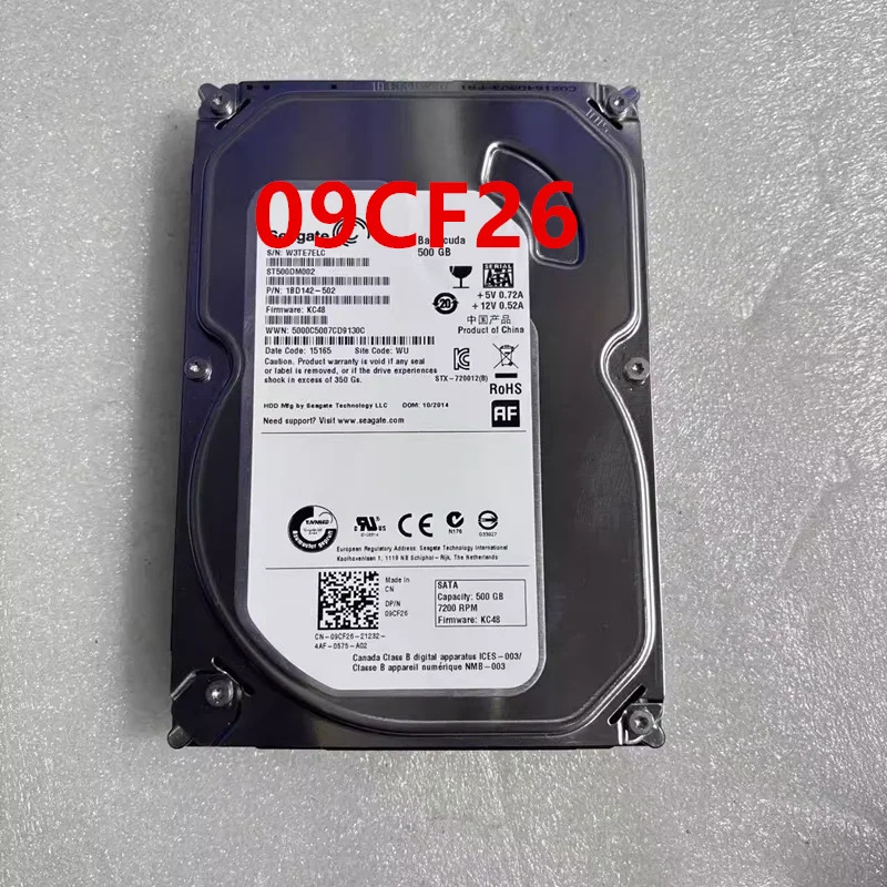 09CF26 9CF26 ST500DM002 데스크탑 HDD 내장 하드 DELL 500GB 3.5 SATA 32MB 7200RPM 새 원본