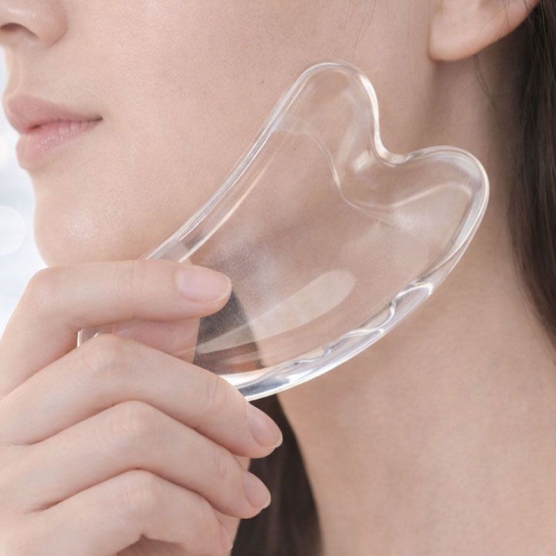투명 하트 괄사 아크릴 얼굴 마사지기 림프 순환 마사지 두피 지압 홈케어 - 상품 이미지