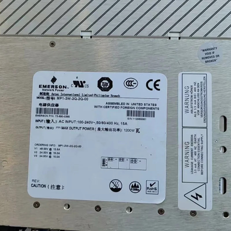 리퍼 전원공급장치 EMERSON 1200W MP1-3W-2Q-2Q-00 73-690-0365 새 것처럼 작동