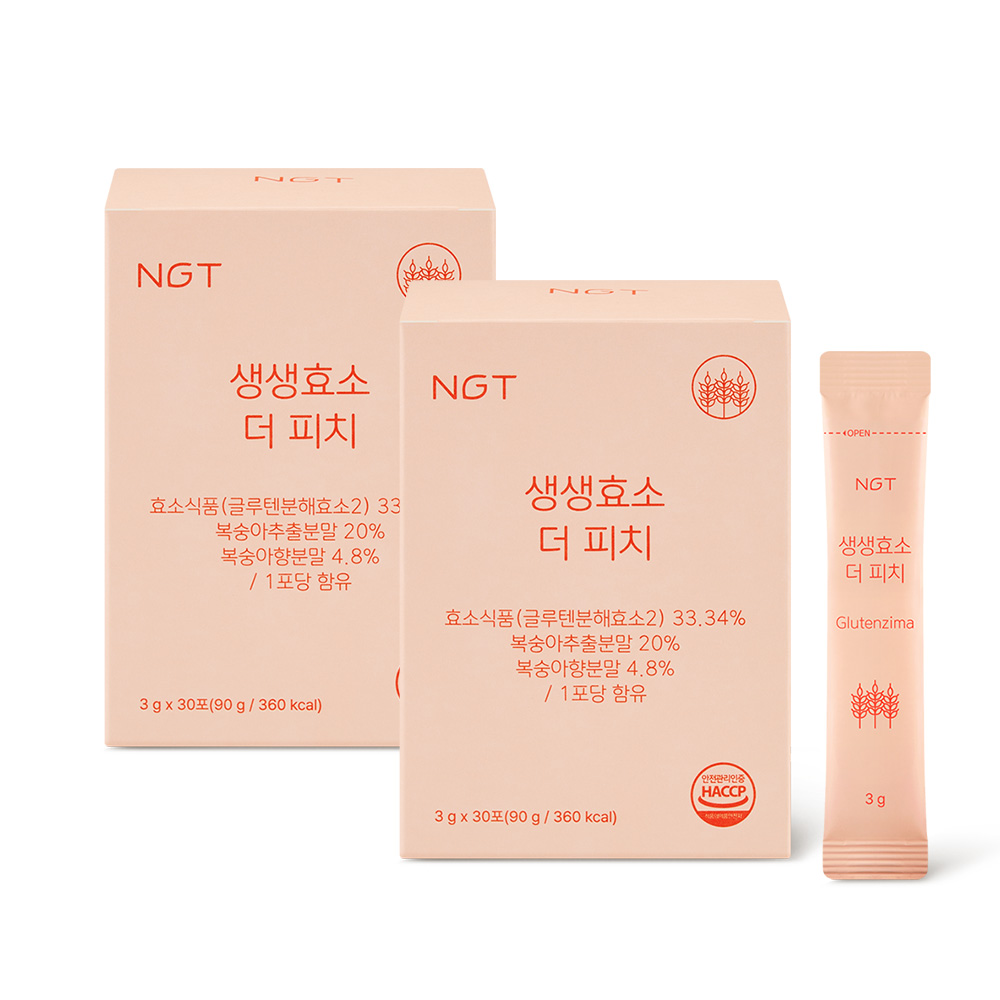 NGT 생생효소 더 피치 네츄럴굿띵스 임산부 효소 복숭아 글루텐분해 30포, 2개 - 상품 이미지