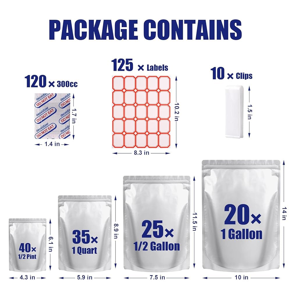 산소 흡수제가 포함된 식품 보관용 120마일라 백 300cc, 8밀 1갤런 10 x14 , 7.5 x11.5 , 6 x9 , 4.3 x6.3 스탠드업 지퍼 재밀봉 가능한 가방 및 - 상세 이미지 3