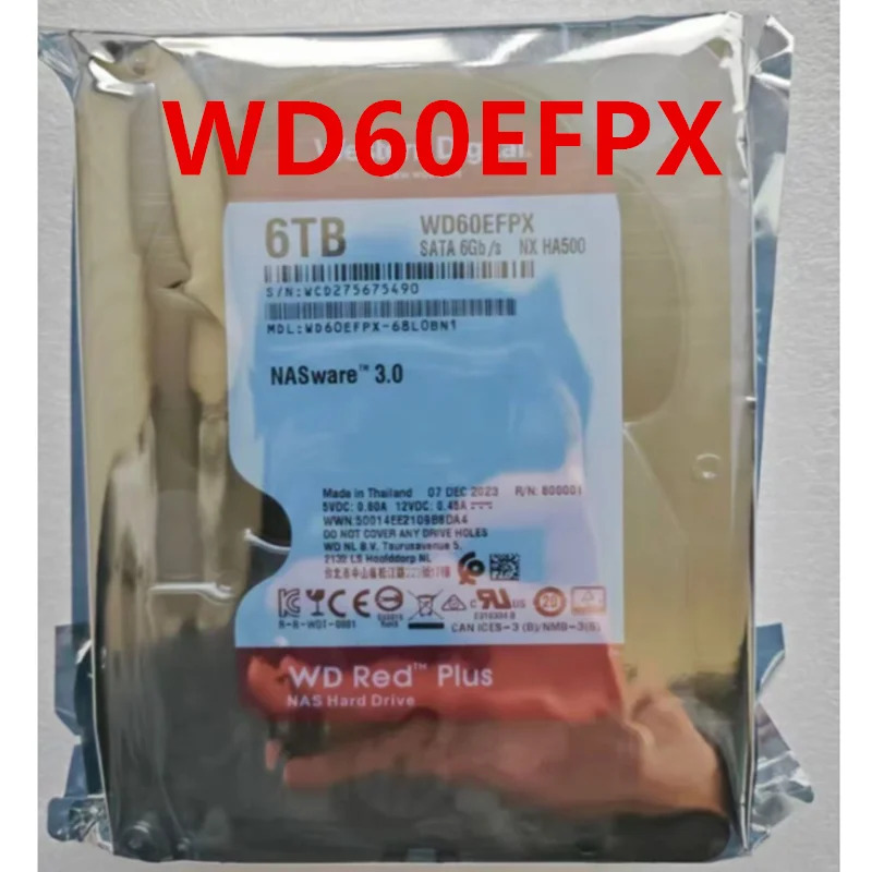 WD60EFPX내장 하드 WD 6TB 3.5 SATA 5400RPM새 원본 HDD