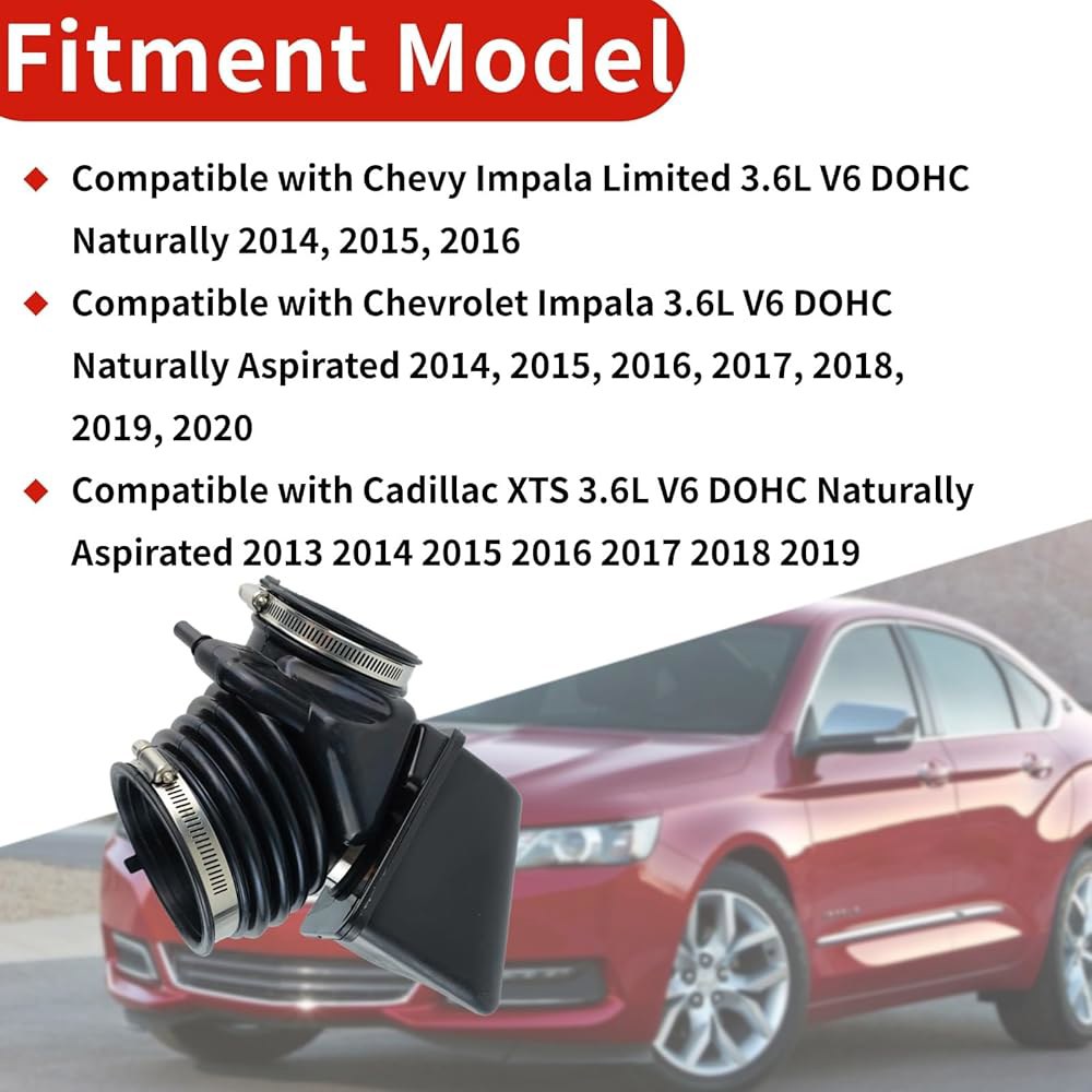 고푸푸 696-175 엔진 공기 흡입 호스, 쉐보레 임팔라 2014-2020 3.6L V6 호환, 클램프 장착 튜브, 캐딜락 XTS 2013-2019 흡기 부츠 20885923 - 상세 이미지 2
