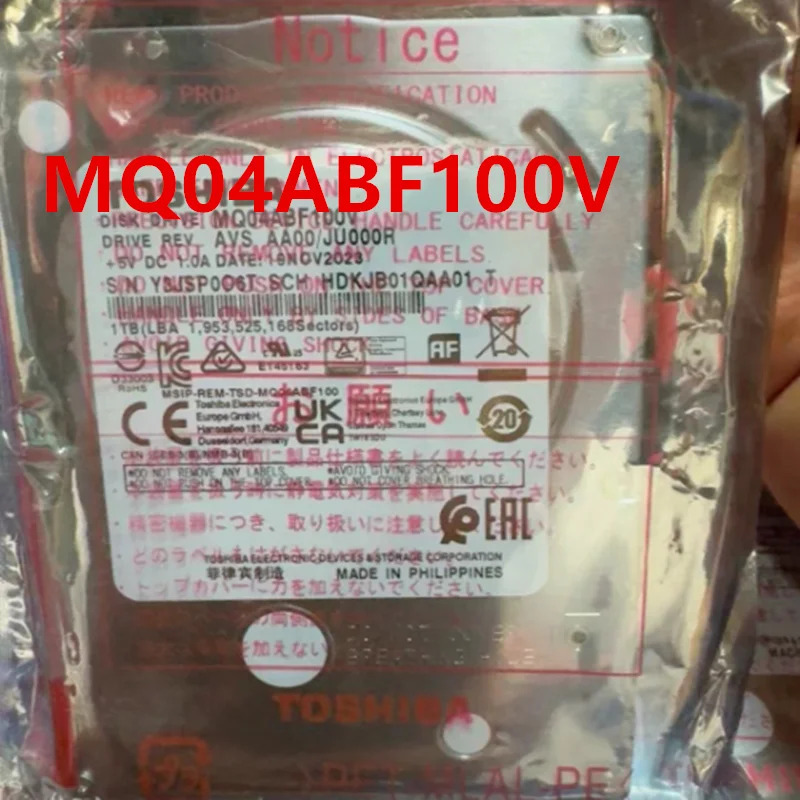 도시바호환오리지널 하드 노트북 드라이브 MQ04ABF100V 1TB 2.5 인치 5400RPM 신