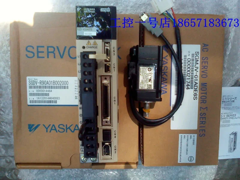 오리지널 Yaskawa 100W 컴플리트 세트 서보 드라이버 SGDV-R90A11B 모터 SGM호환JV-01ADE6S