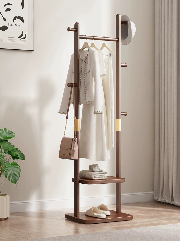 수납 스탠드옷걸이 옷거치대 행거 코너 현관 코트랙 내추럴 높이 엔틱 원목색 심플 - 상품 이미지
