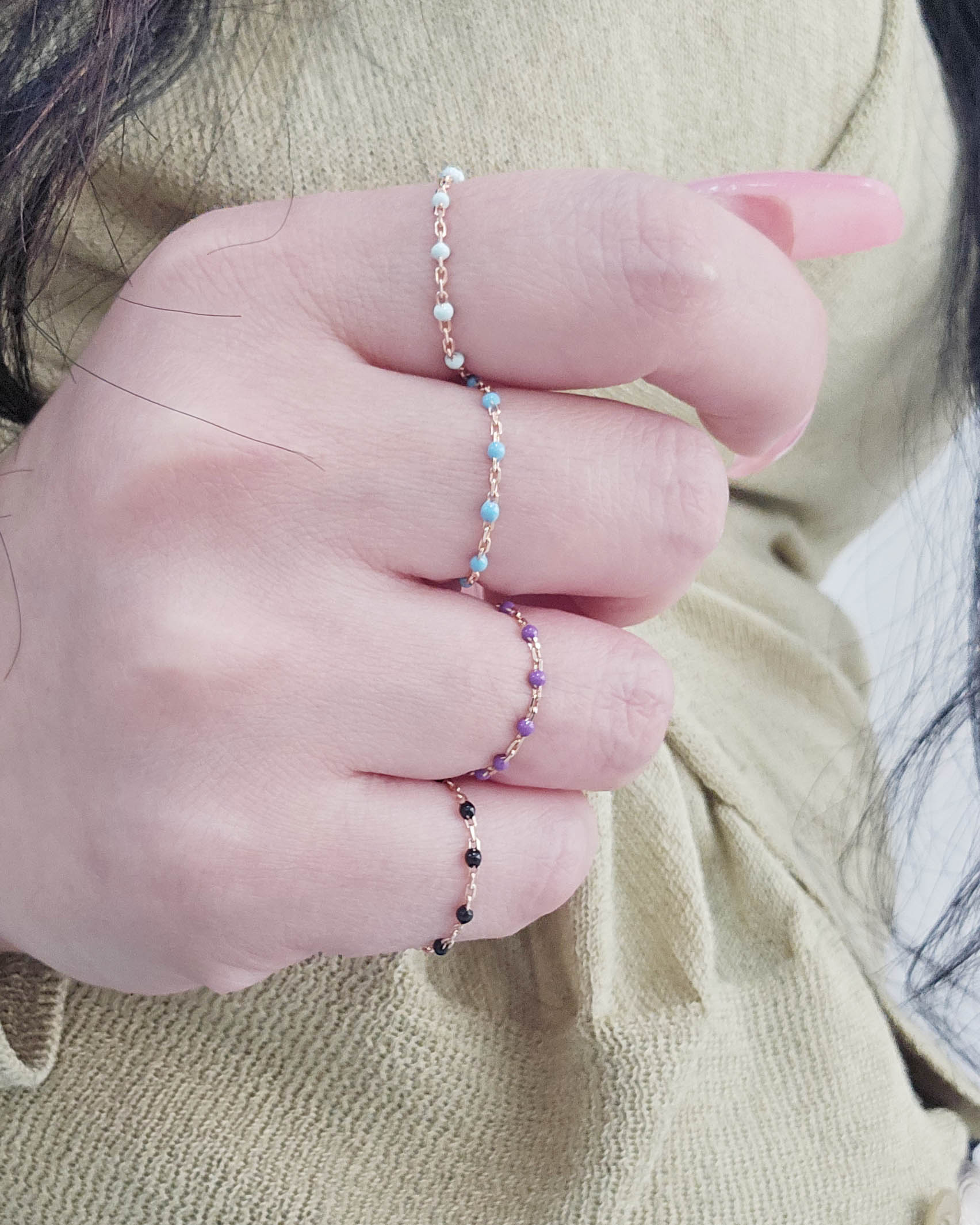 14K 핑크골드 컬러 에폭 체인반지 - 상세 이미지 4