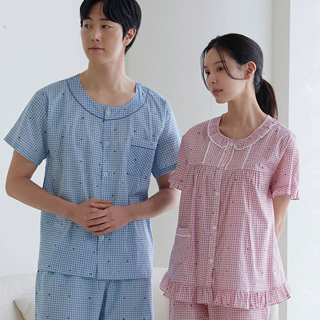 국산 잠옷 마이홈 순면 잠옷 신혼 커플 여름 잠옷 브랜드 - 상품 이미지