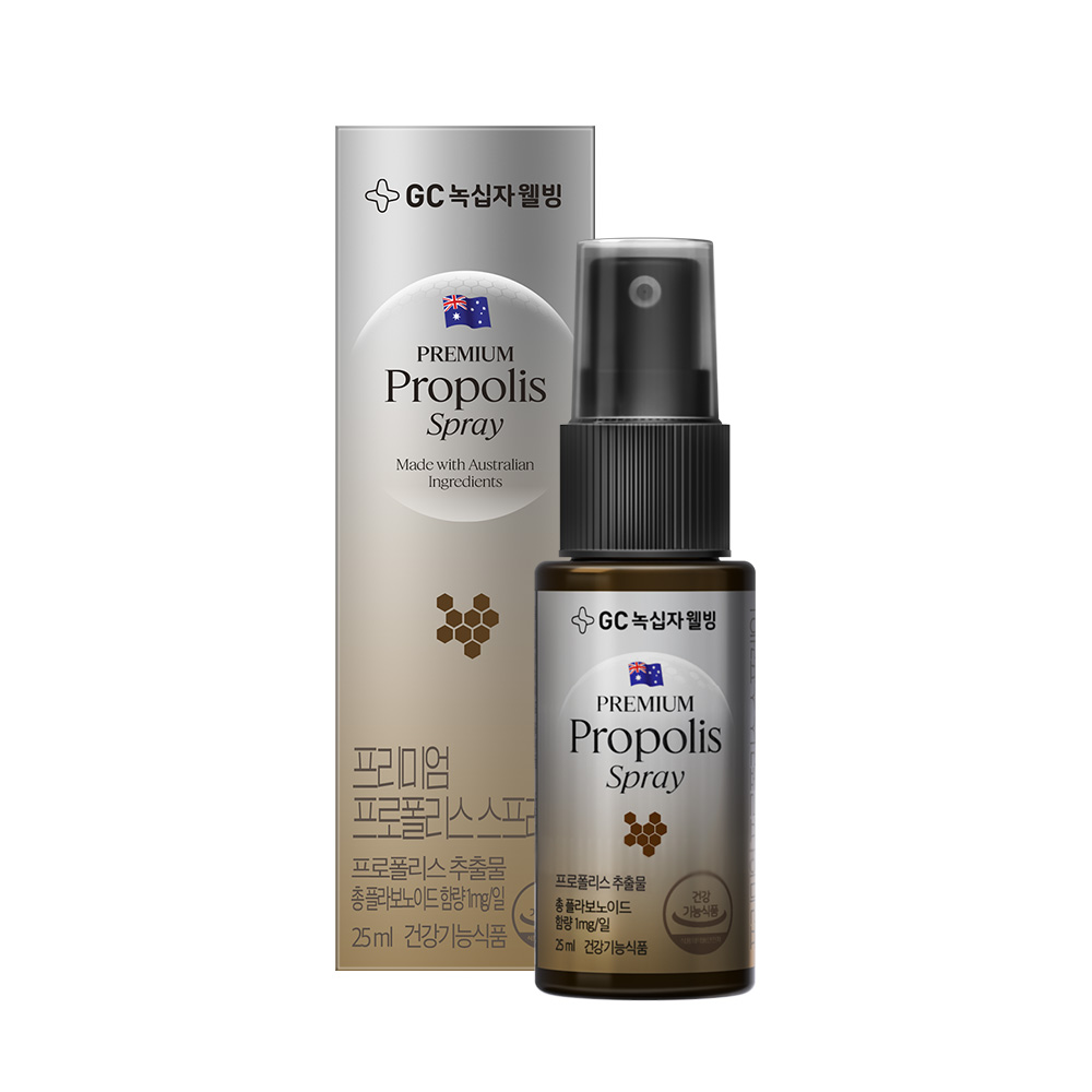 녹십자 웰빙 프리미엄 프로폴리스 스프레이 100% 호주산 수용성 구강 항균 항산화 25ml x 4박스 - 상품 이미지