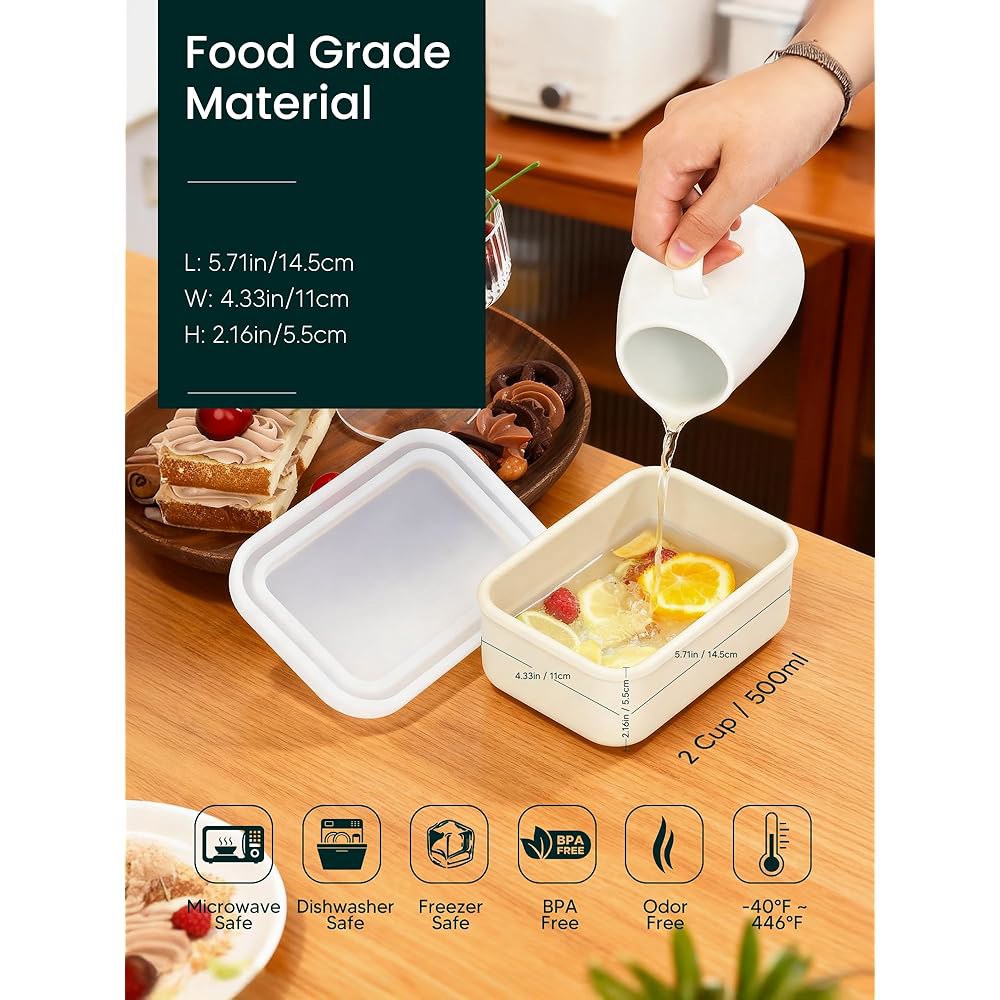 뚜껑이 있는 두수 8 PCS 2컵 실리콘 냉동고 몰드, 식사 준비 몰드 재사용 가능한 식품 보존 트레이 냉동 얼음 수프 소스 스튜 1/2 Cup 8pcs - 상세 이미지 2