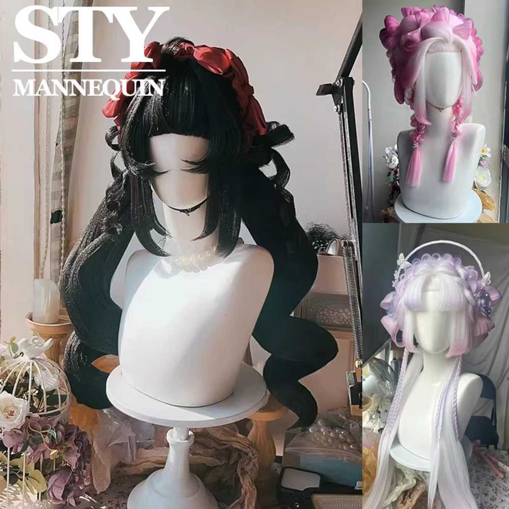여성 모자 마네킹 가발 거치대 두상 얼굴 머리 모형 55cm - 상세 이미지 4