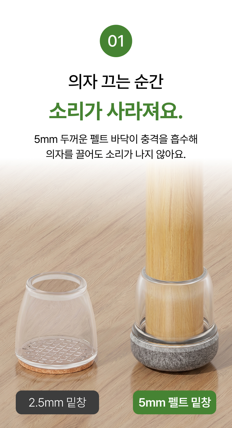 (16p) 식탁 의자 발 커버 소음방지 미끄럼방지 바닥보호 - 상세 이미지 2