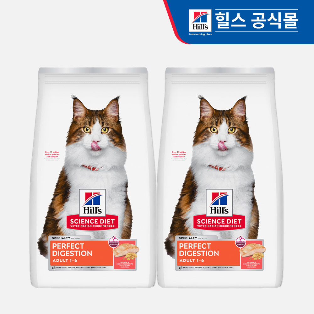 힐스 고양이사료 어덜트 퍼펙트 다이제스천 연어 1.6kg X 2개