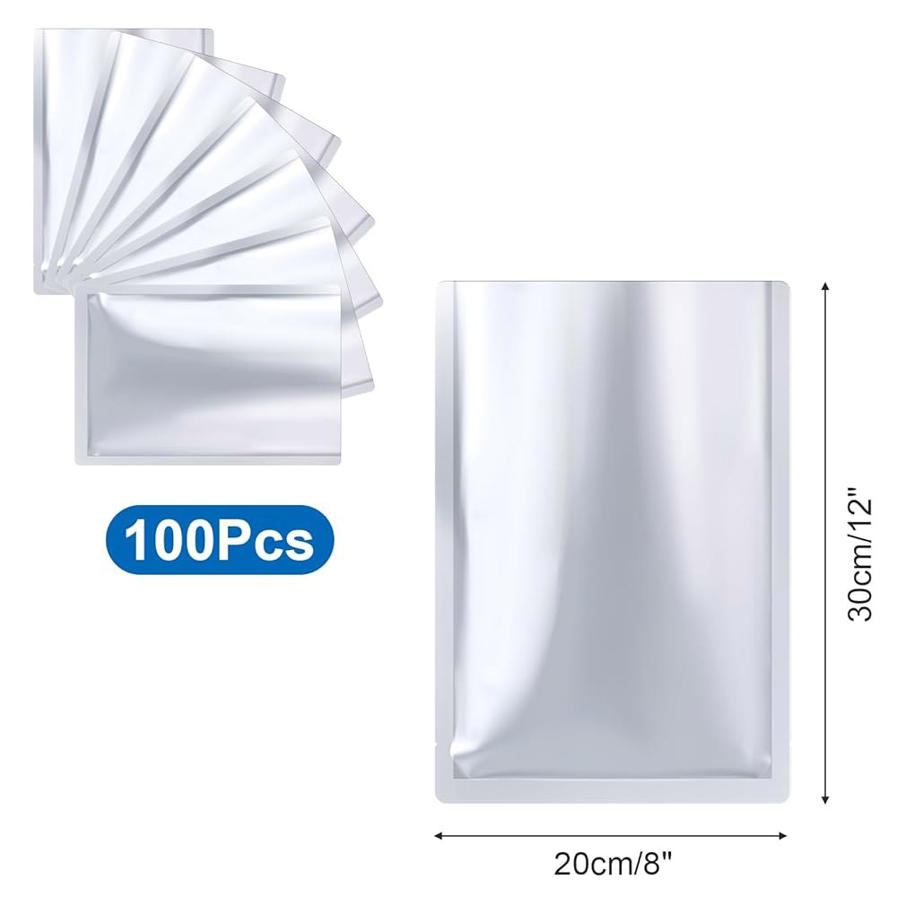 100개 12x8인치 실버 마일라 백 2개, 커피, 콩, 곡물, 장기 보관용 두꺼운 열 밀봉 파우치 5개 - 상세 이미지 3