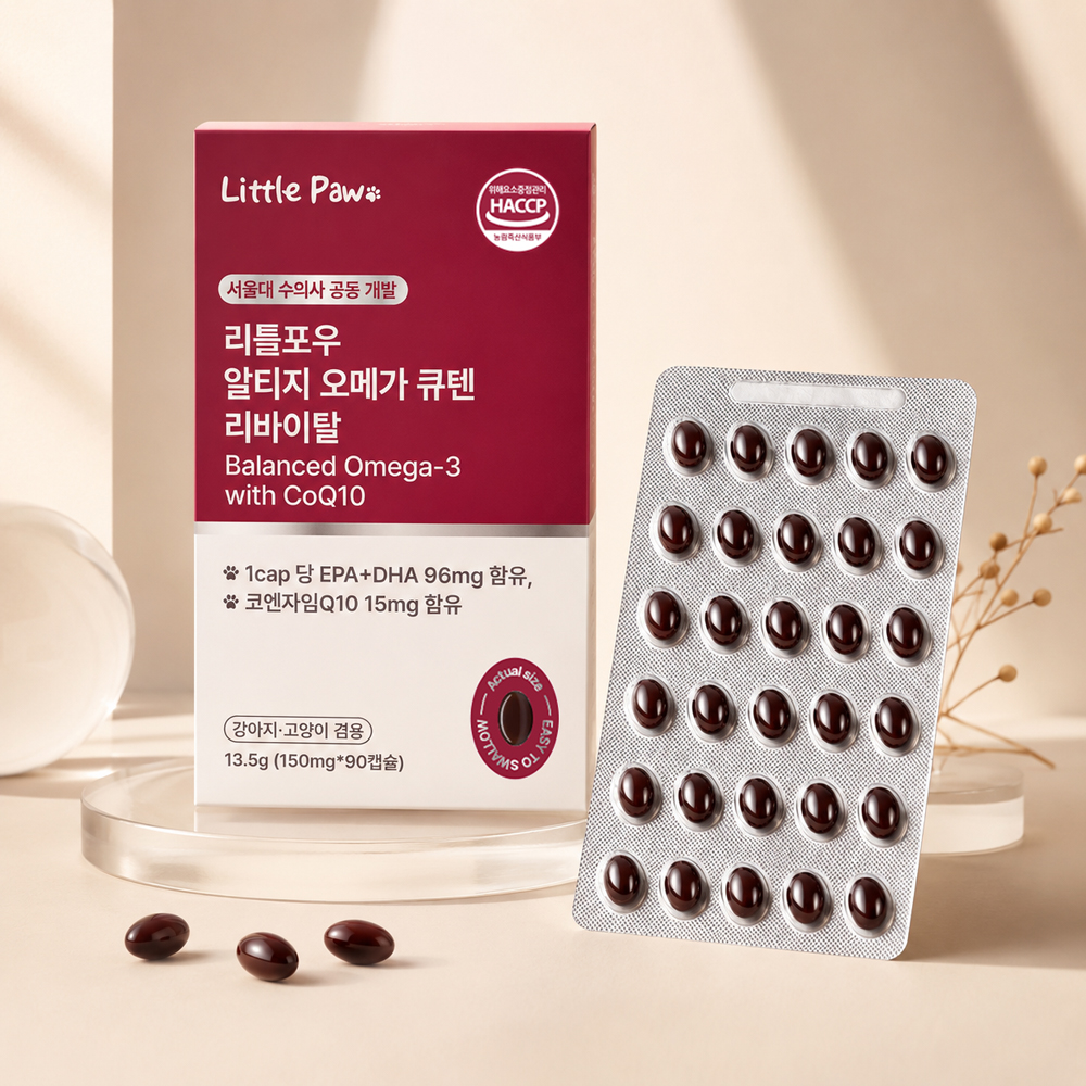리틀포우 강아지 심장영양제 알티지 오메가 코큐텐 코엔자임 Q10 150mg 90ea - 상품 이미지
