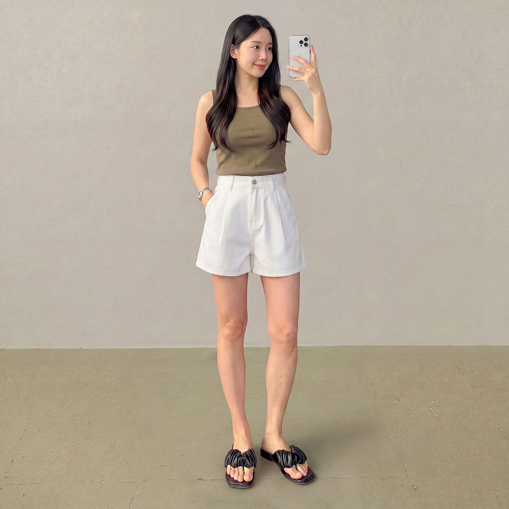 핀턱반바지 화이트반바지 이미지 8