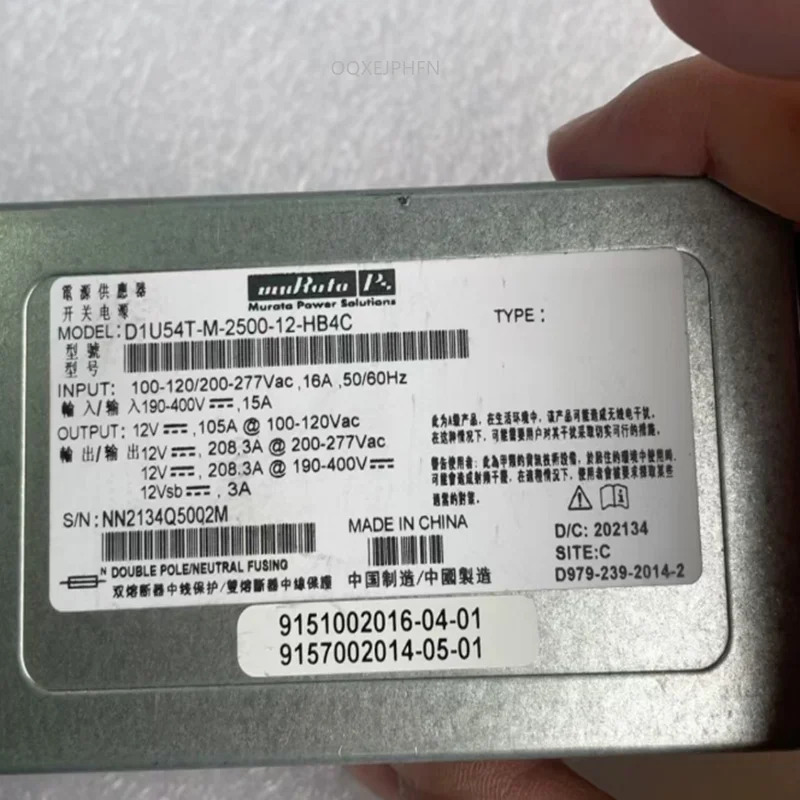 MURATA 오리지널 전원공급장치 거신 2500W D1U54T-M-2500-12-HB4C 새 것처럼 작동