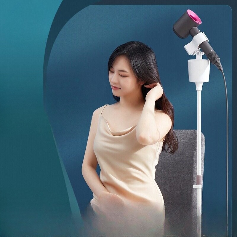 헤어 드라이기 거치대 바닥 스탠드형 높이 조절 가능한 안정적인 원형 받침 핸즈프리 욕실 - 상품 이미지