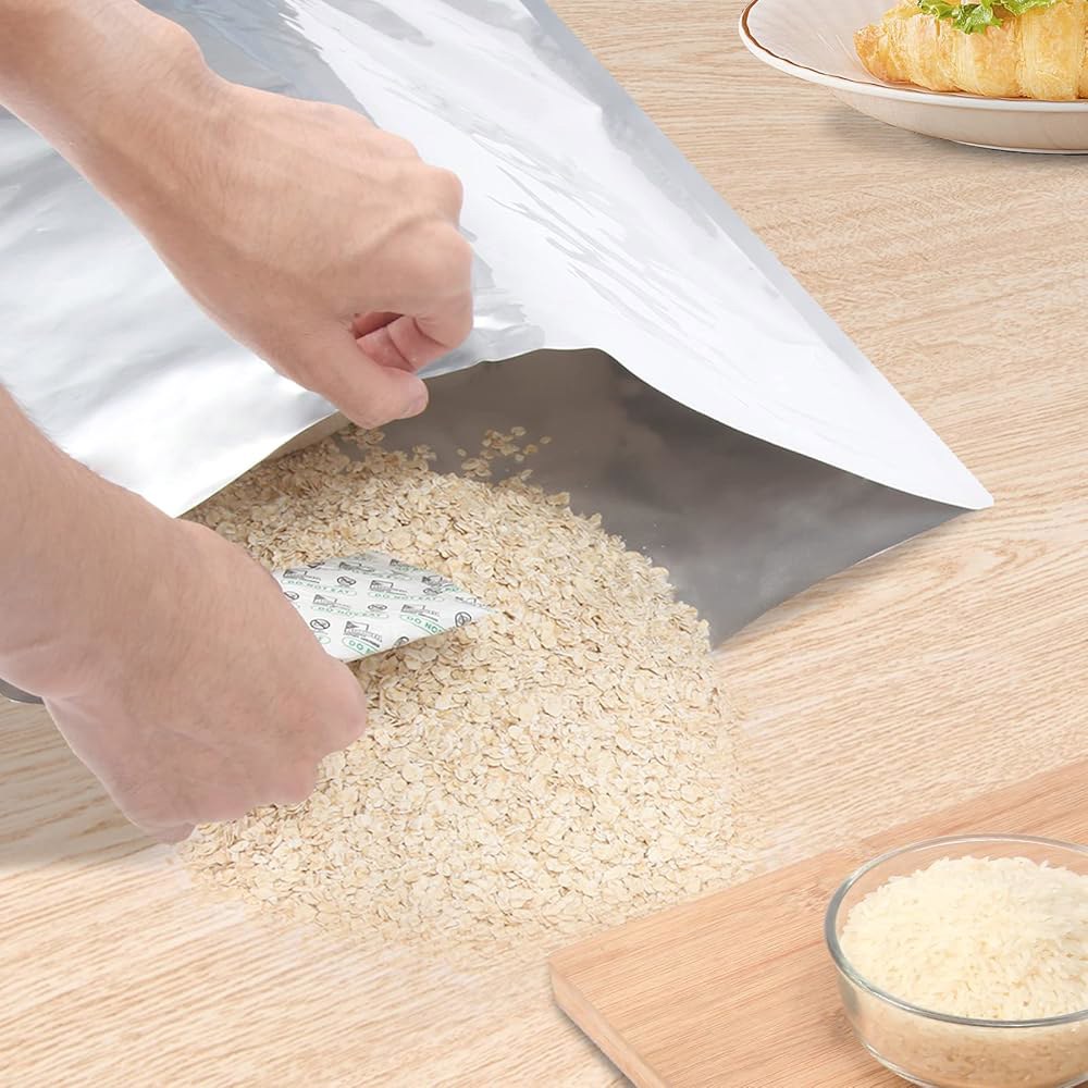 2500cc 산소 흡수제 및 라벨이 포함된 15PCS 5갤런 마일라 백, 10.5밀리리터 두께의 17인치 x 27인치 진공 씰러 장기 식품 보관용 열 밀봉 - 상세 이미지 3
