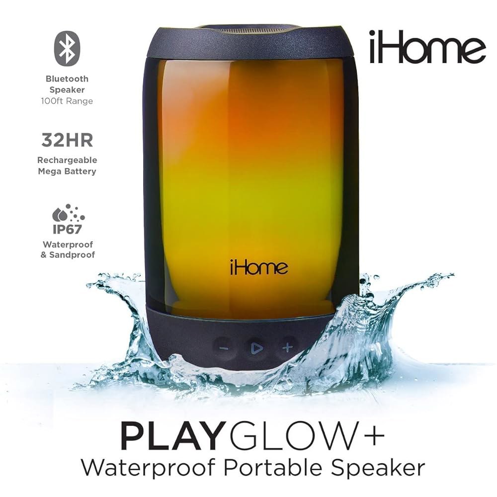 조명이 있는 iHome 방수 블루투스 스피커, 32시간 배터리 수명의 색상 변경 휴대용 캠핑 필수품에 적합한 iP67 무선 카약 액세서리, 해변 및 수영장 액세서리 - 상세 이미지 3