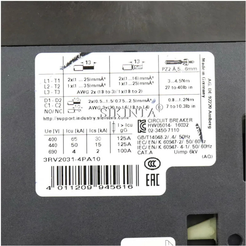 3RV2031-4KA10 3RV2031-4PA10 3RV2031-4VA10 3RV2031-4JA10 3RV2031-4WA10 완전히 리퍼