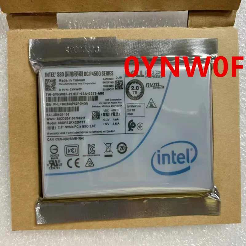 DELL intel호환 SSD DC P4500 2TB 0YNW0F YNW0F SSDPE2KX020T7T새 원본 솔리드 스테이트 드라이브
