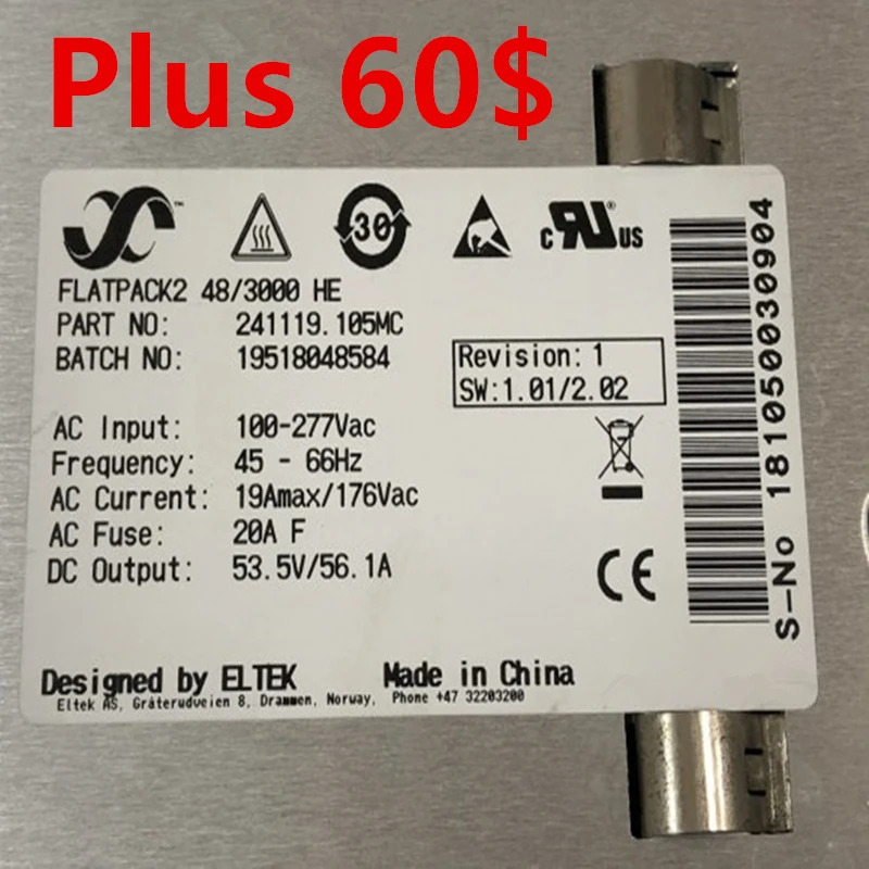 ELTEK FLATPACK2 PSU 3000W 전원공급장치 48/3000 HE 241119.105 241119.105MC