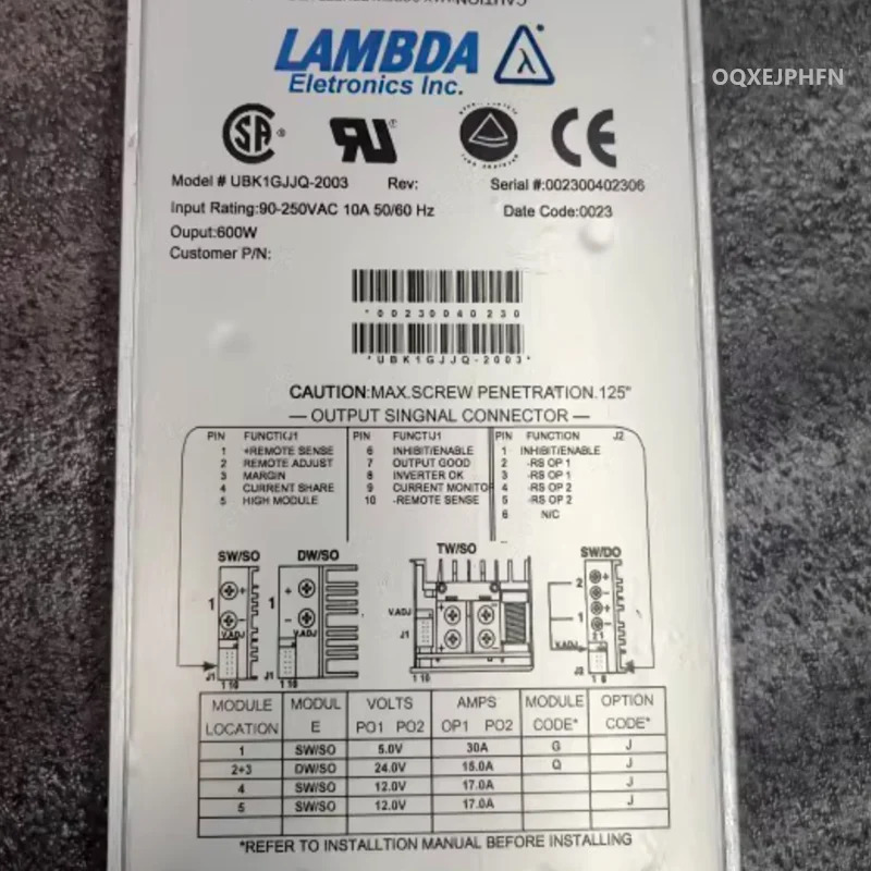 LAMBDA 600W UBK1GJJQ-2003리퍼 전원공급장치는 것처럼 작동