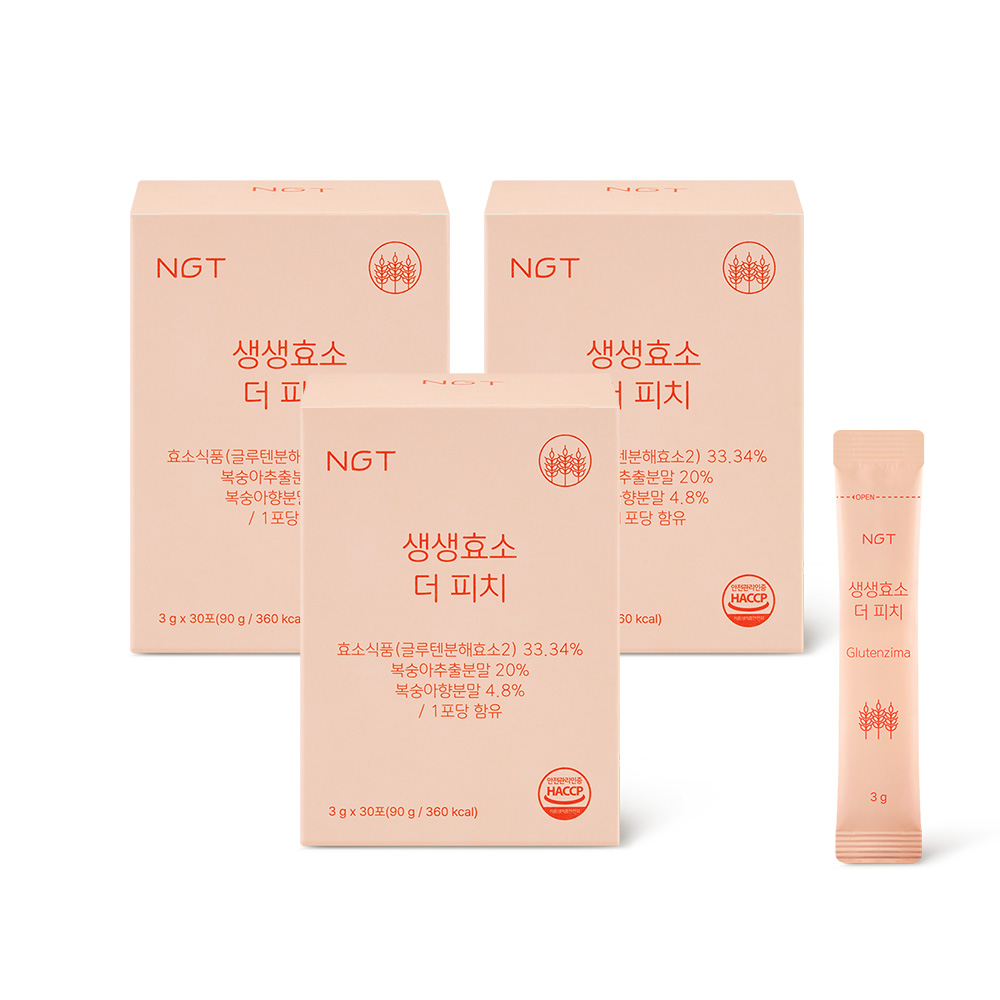NGT 생생효소 더 피치 네츄럴굿띵스 임산부 효소 복숭아 글루텐분해 30포, 3개 - 메인 이미지