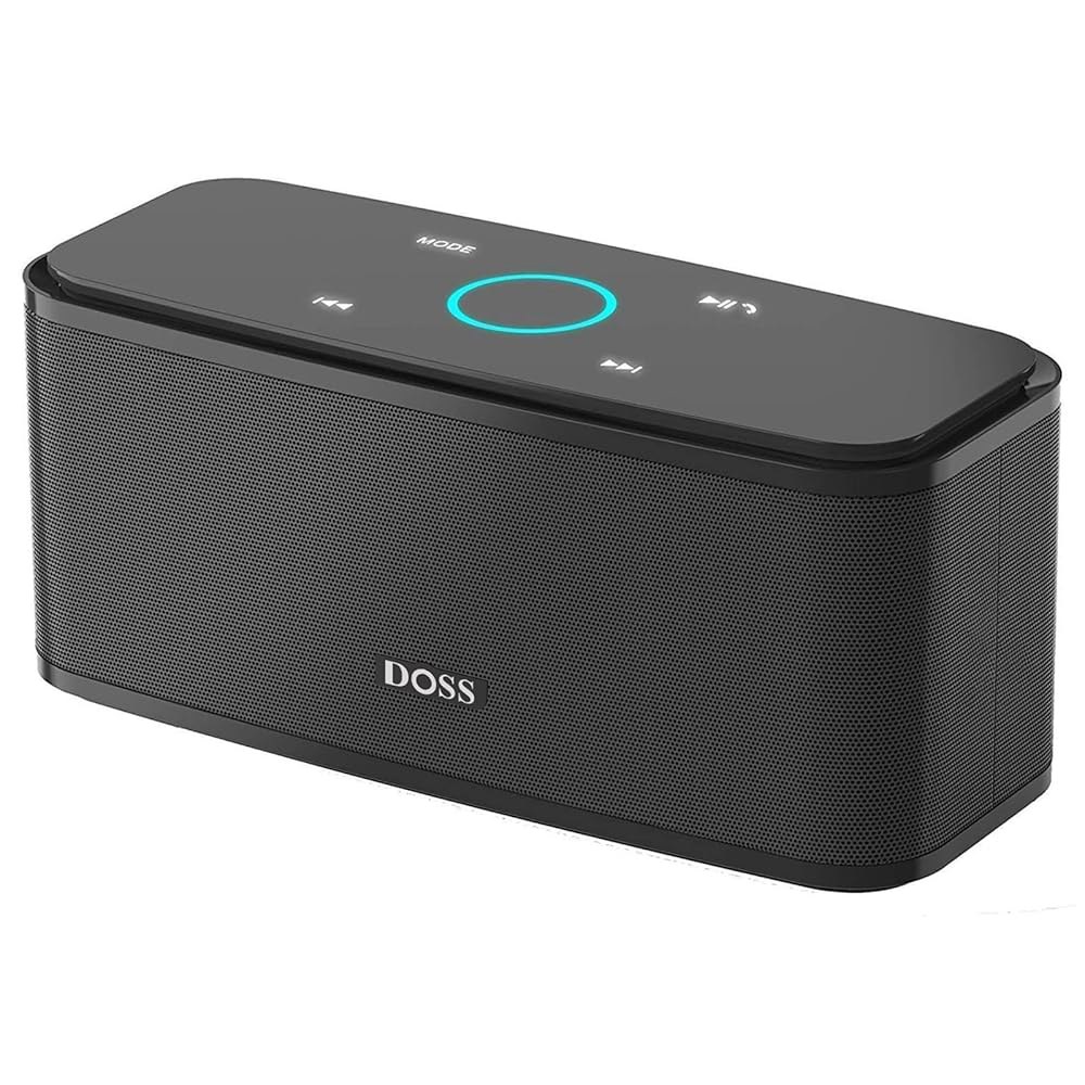 DOSS 사운드박스 터치 무선 블루투스 스피커-12W HD 사운드, 리치 베이스, IPX5 방수, 20시간 플레이타임, 핸즈프리, 모임, 집, 사무실, 야외, 여행용 블랙 - 상품 이미지