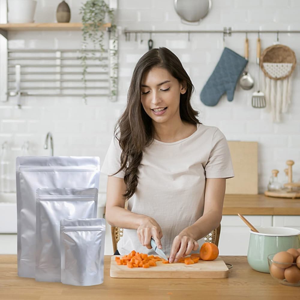 산소 흡수제가 포함된 식품 보관용 50pcs 마일라 백, 1밀 추가 두께 4사이즈 세트(5갤런, 2갤런, 1갤런, 1쿼터) 2500cc 및 400cc 옥시-소브(개별 밀봉) - 상세 이미지 2